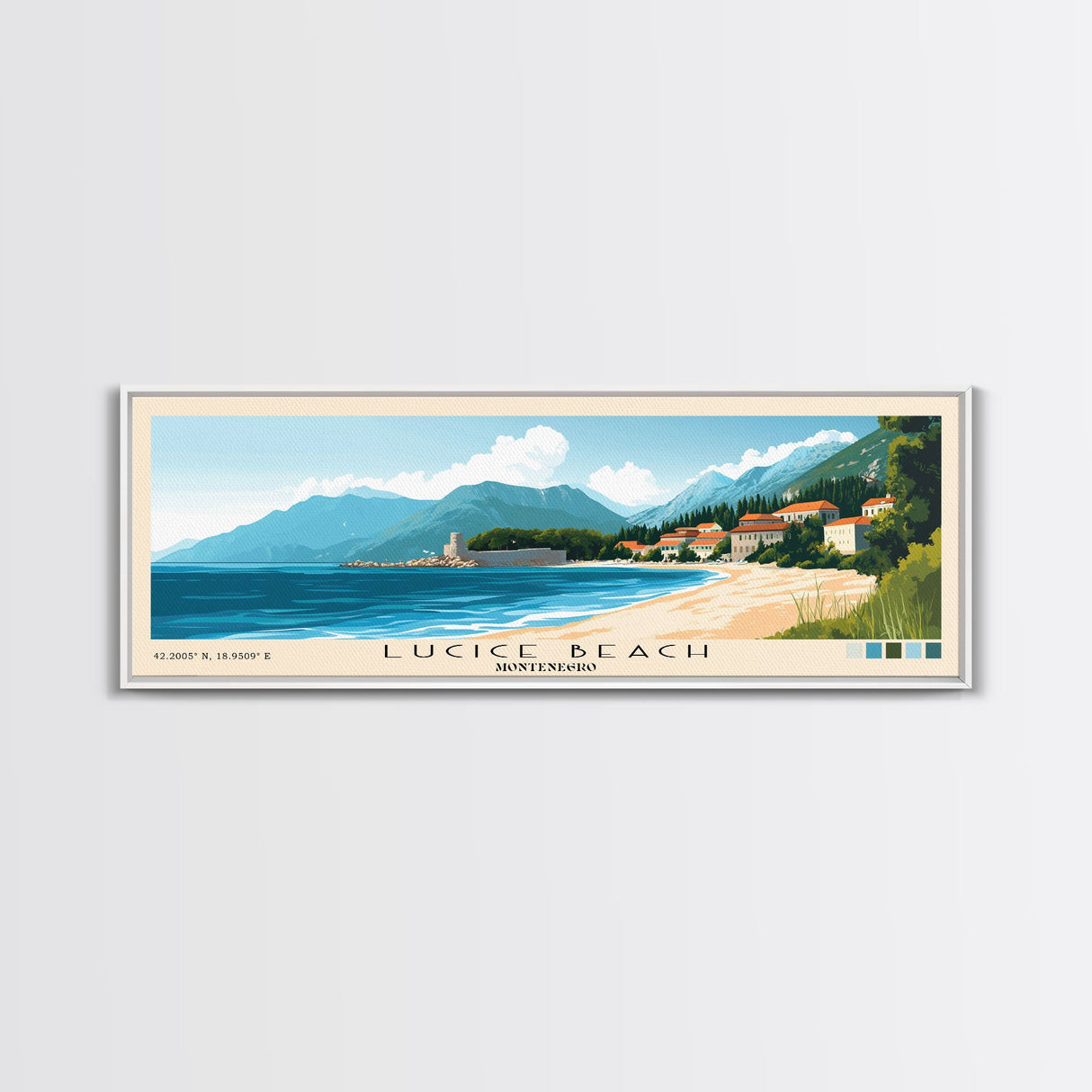 Lucice Beach, Montenegro Panoramic Print, Vacation Gift, Montenegro Wall Art, Vacation Wall Art, Vacatation Memories, Beach Decor, Beach Or Lakehouse Art