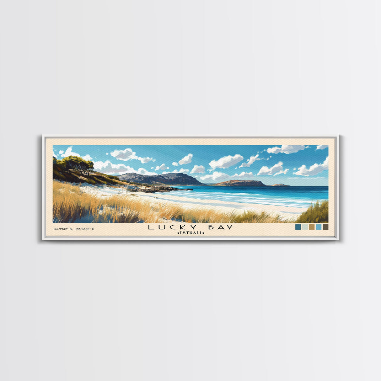 Lucky Bay, Australia Panoramic Print, Vacation Gift, Australia Wall Art, Beach Painting, Beach Decor, Beach Or Lakehouse Art