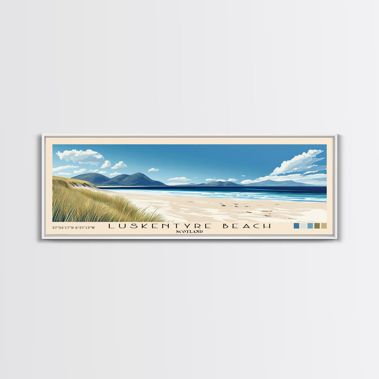 Luskentyre Beach, Scotland Panoramic Beach Print, Vacation Gift, Scotland Wall Art, Beach Painting, Beach Decor, Beach Painting