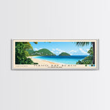 Maho Bay Beach, US Virgin islands Panoramic Beach Print, Vacation Gift, US Virgin islands Wall Art, Framed Canvas Print, Framed Beach Painting