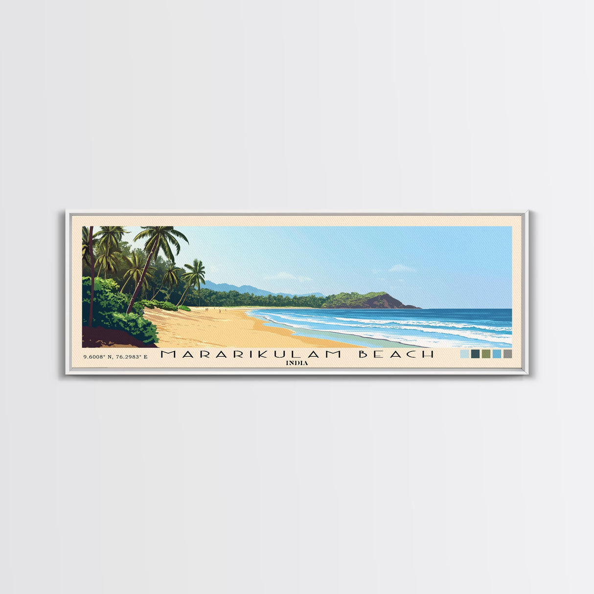 Mararikulam Beach, India Panoramic Print, Vacation Gift, India Wall Art, Beach Painting, Beach Decor, Large Wall Art, Wood Frame Art