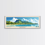 Maupiti, French Polynesia Panoramic Print, Vacation Gift, French Polynesia Wall Art, Beach Painting, Beach Decor, Large Wall Art, Wood Frame Art