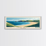 Mwnt Beach, United Kingdom Panoramic Beach Print, Vacation Gift, United Kingdom Wall Art, Framed Canvas Print, Framed Beach Painting