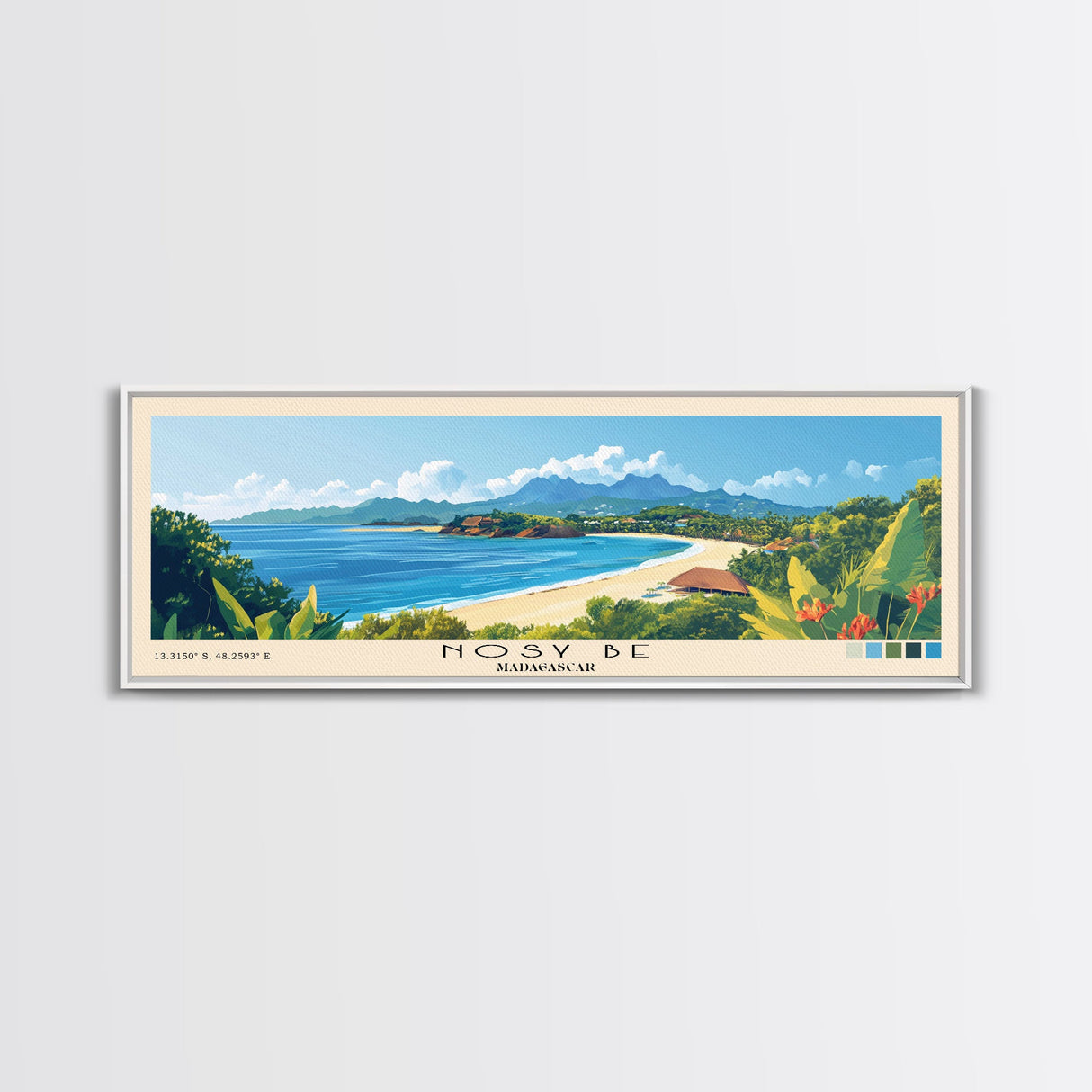 Nosy Be, Madagascar Panoramic Beach Print, Vacation Gift, Madagascar Wall Art, Beach Painting, Beach Decor, Beach Painting