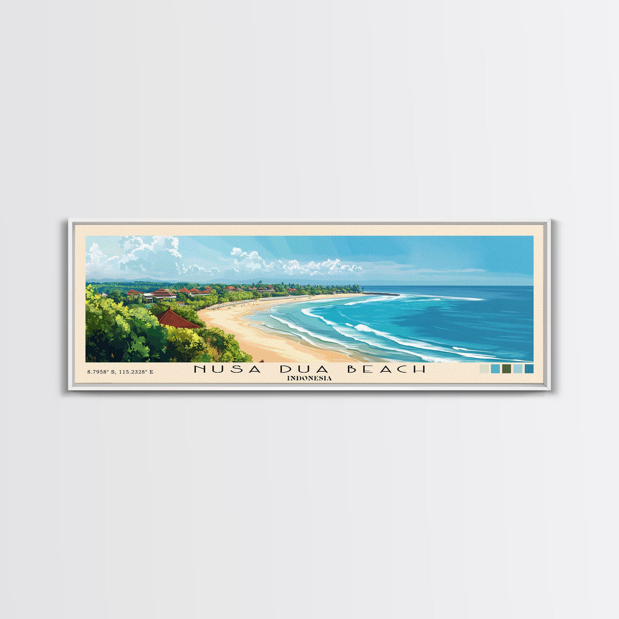 Nusa Dua Beach, Indonesia Panoramic Print, Vacation Gift, Indonesia Wall Art, Vacation Wall Art, Vacatation Memories, Beach Decor, Beach Or Lakehouse Art