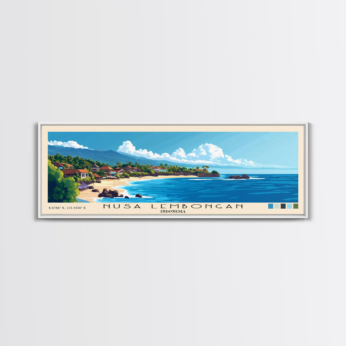 Nusa Lembongan, Indonesia Panoramic Print, Vacation Gift, Indonesia Wall Art, Beach Painting, Beach Decor, Beach Or Lakehouse Art