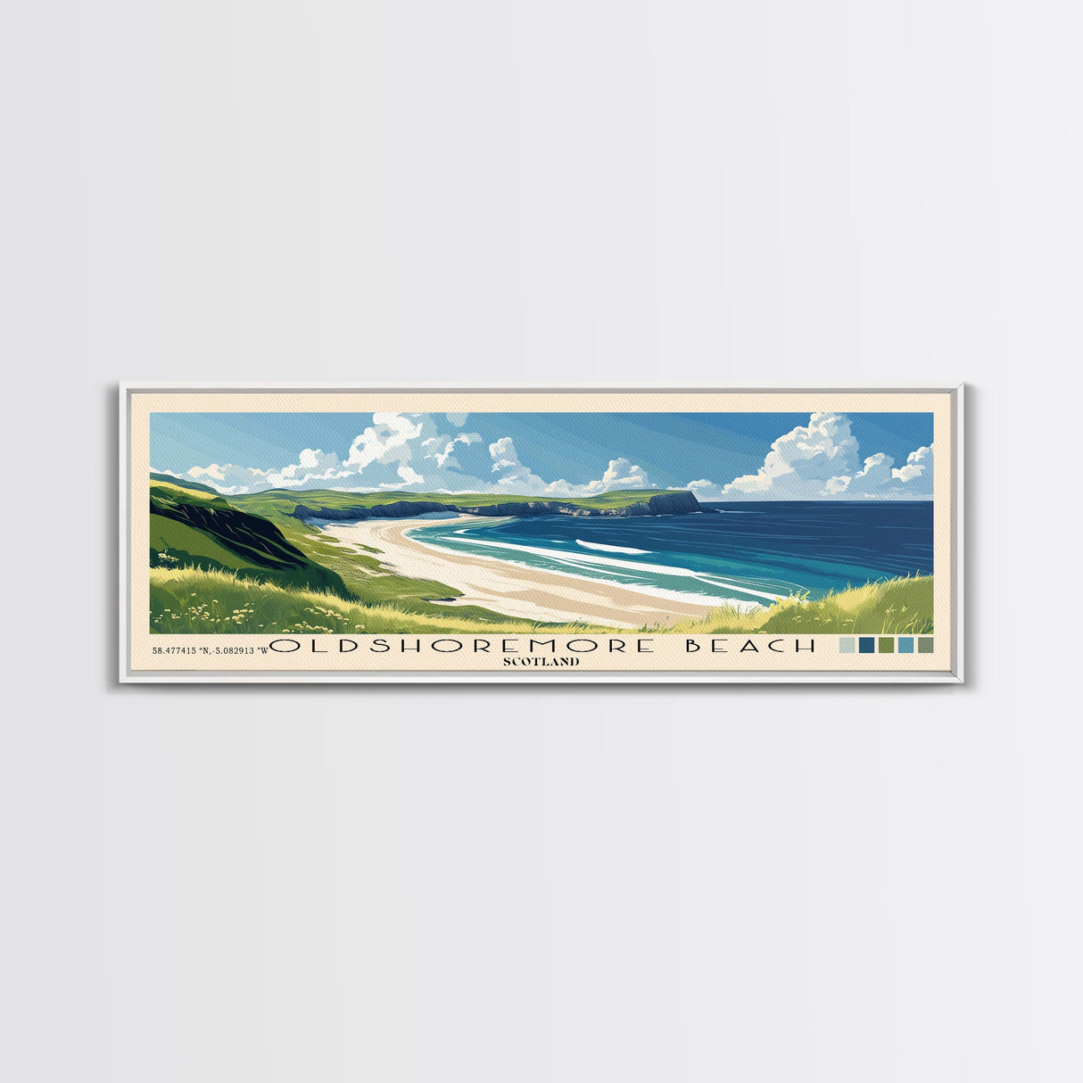 Oldshoremore beach, Scotland Panoramic Beach Print, Vacation Gift, Scotland Wall Art, Beach Painting, Beach Decor, Beach Painting