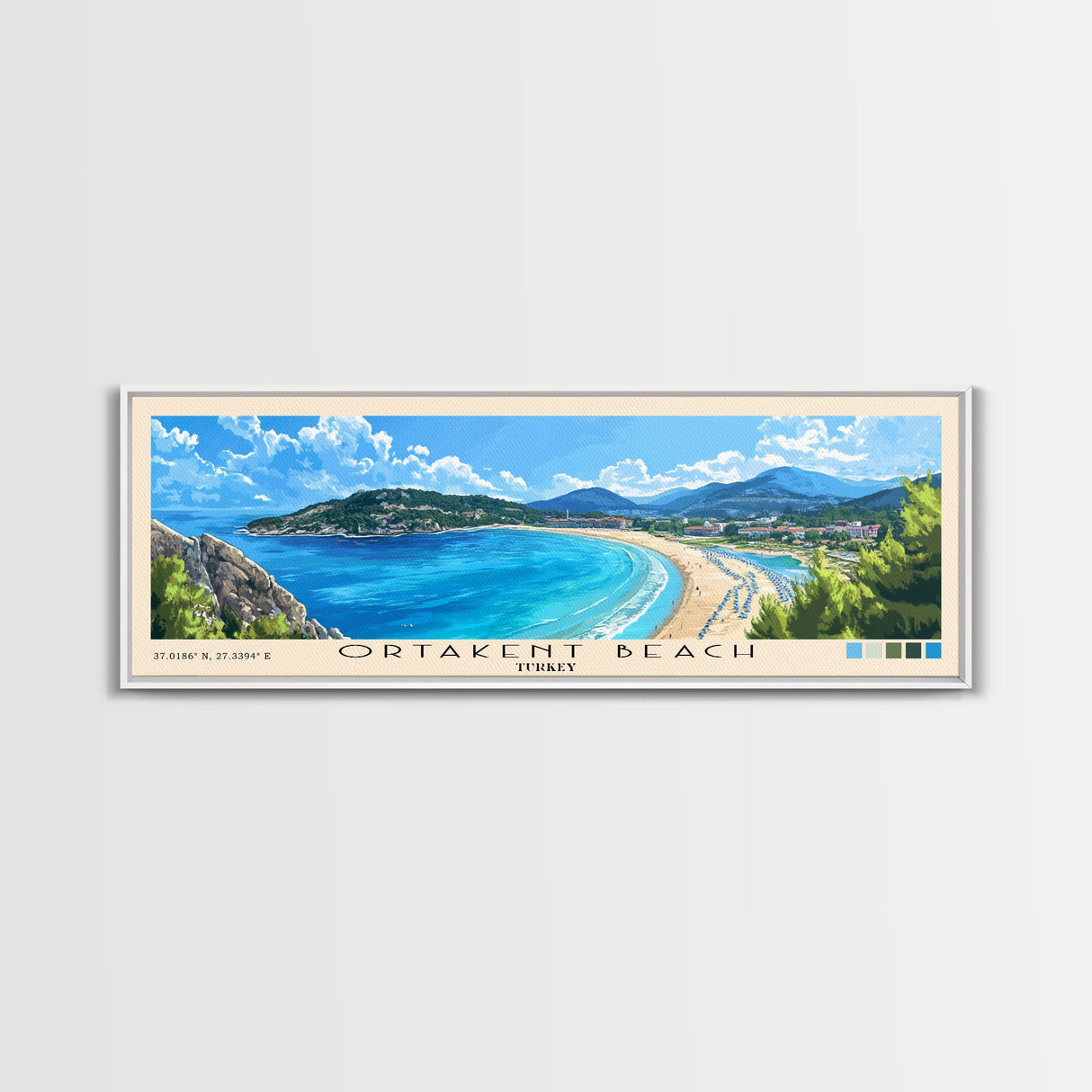 Ortakent Beach, Turkey Panoramic Print, Vacation Gift, Turkey Wall Art, Vacation Wall Art, Vacatation Memories, Beach Decor, Beach Or Lakehouse Art