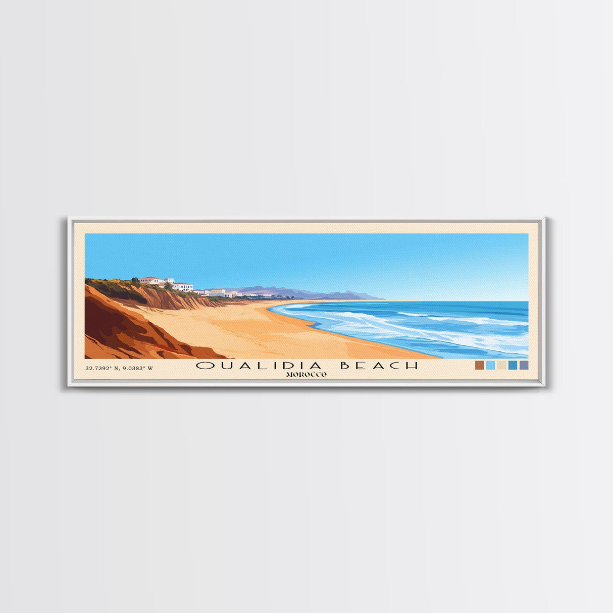 Oualidia Beach, Morocco Panoramic Beach Print, Vacation Gift, Morocco Wall Art, Framed Canvas Print, Framed Beach Painting