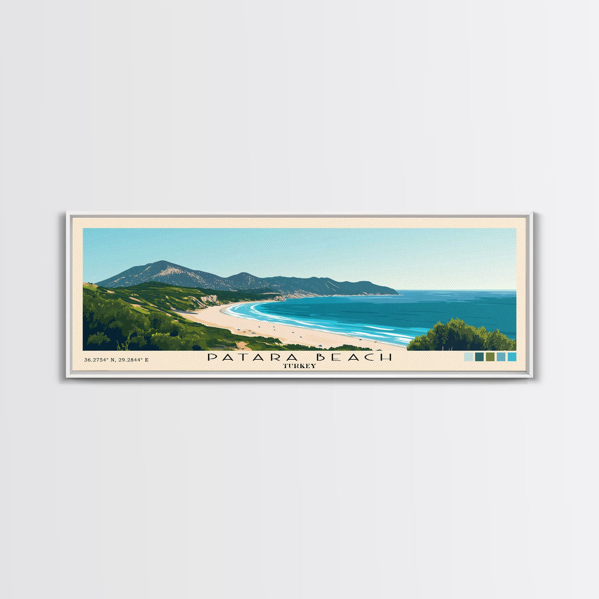 Patara Beach, Turkey Panoramic Print, Vacation Gift, Turkey Wall Art, Beach Painting, Beach Decor, Beach Or Lakehouse Art