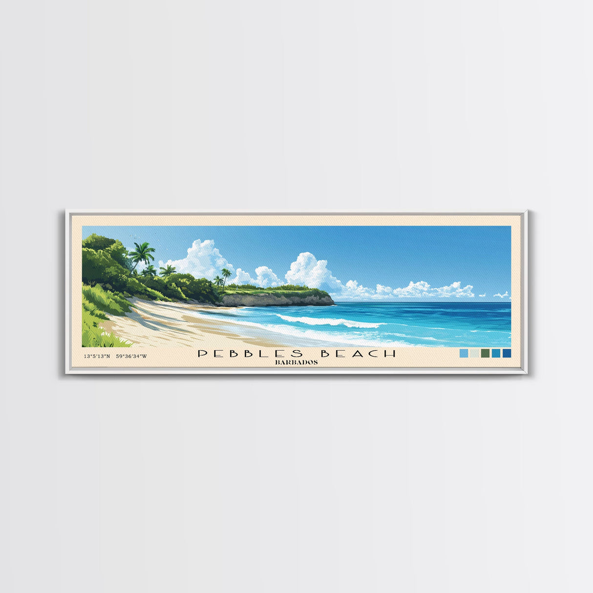 Pebbles Beach, Barbados Panoramic Print, Vacation Gift, Barbados Wall Art, Vacation Wall Art, Vacatation Memories, Beach Decor, Beach Or Lakehouse Art