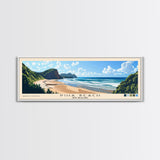 Piha Beach, New Zealand Panoramic Print, Vacation Gift, New Zealand Wall Art, Beach Painting, Beach Decor, Beach Or Lakehouse Art