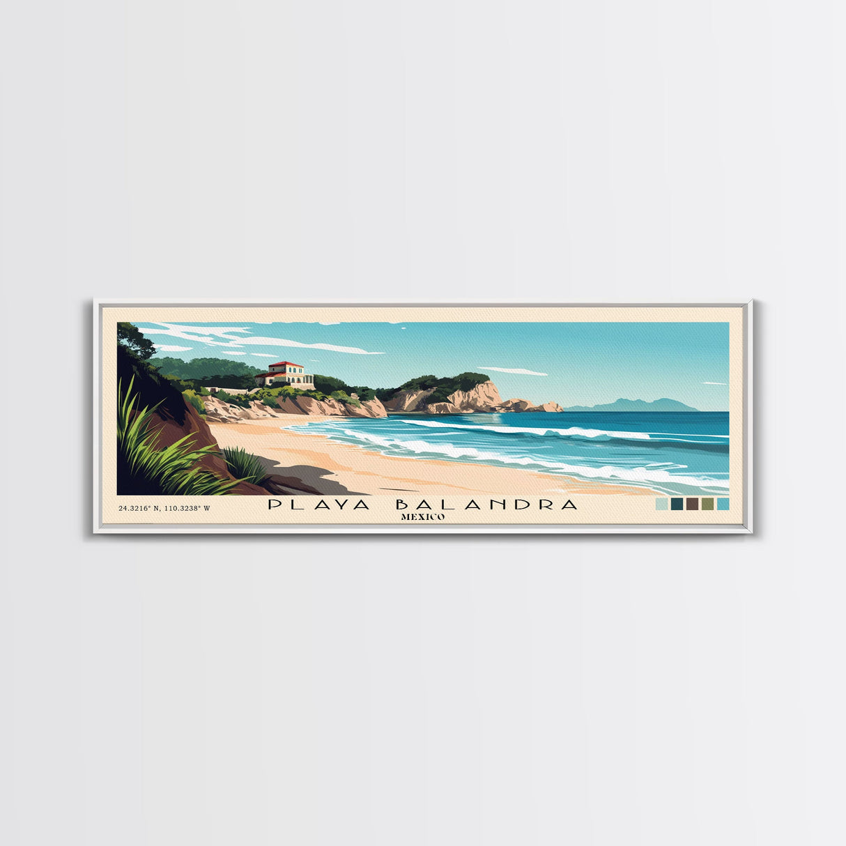 Playa Balandra, Mexico Panoramic Print, Vacation Gift, Mexico Wall Art, Beach Painting, Beach Decor, Beach Or Lakehouse Art