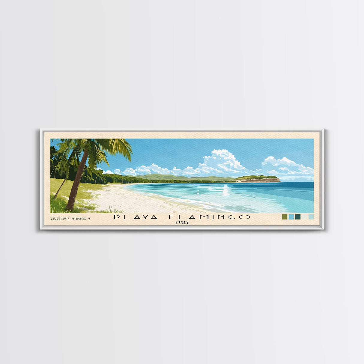 Playa Flamingo, Cuba Panoramic Print, Vacation Gift, Cuba Wall Art, Vacation Wall Art, Vacatation Memories, Beach Decor, Beach Or Lakehouse Art