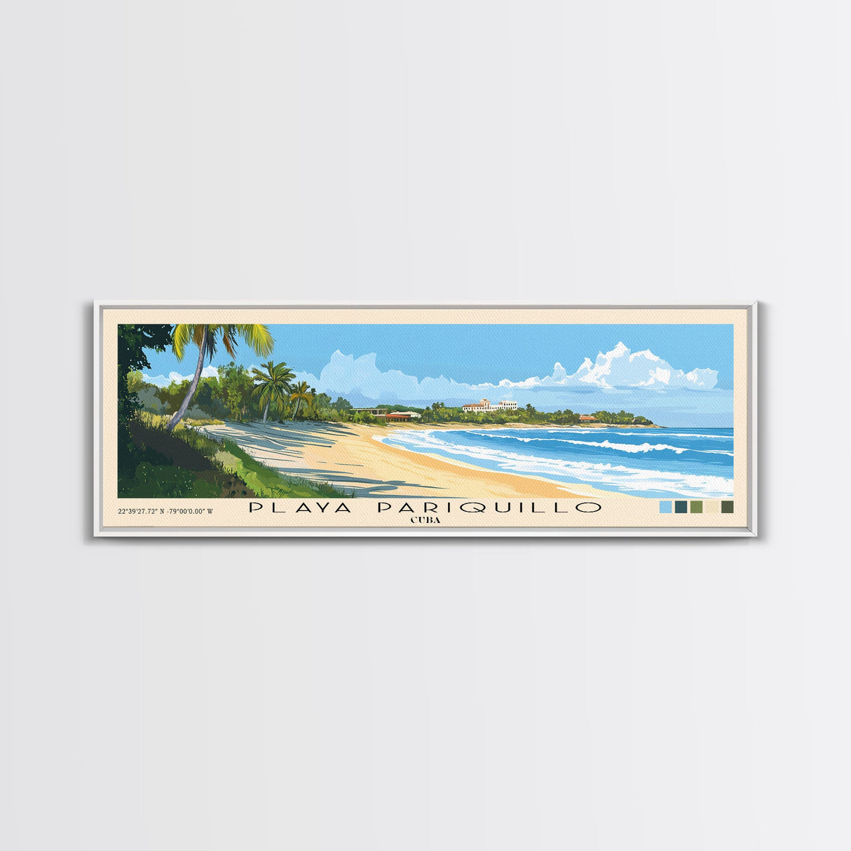 Playa Pariquillo, Cuba Panoramic Print, Vacation Gift, Cuba Wall Art, Beach Painting, Beach Decor, Beach Or Lakehouse Art