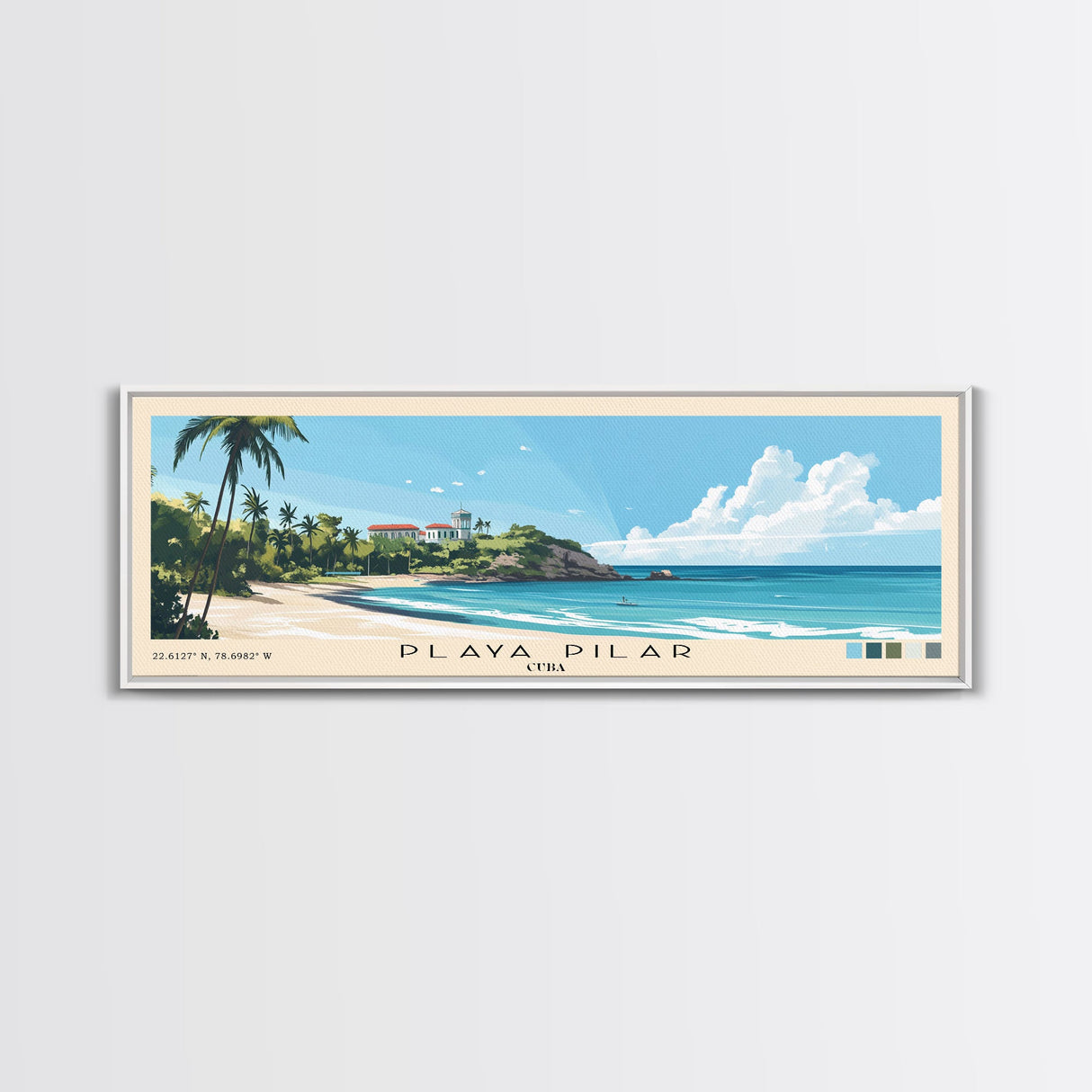 Playa Pilar, Cuba Panoramic Beach Print, Vacation Gift, Cuba Wall Art, Beach Painting, Beach Decor, Beach Painting