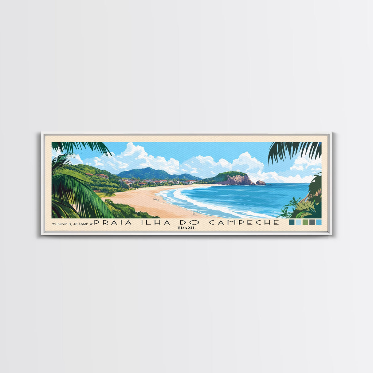 Praia Ilha do Campeche, Brazil Panoramic Print, Vacation Gift, Brazil Wall Art, Beach Painting, Beach Decor, Large Wall Art, Wood Frame Art