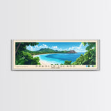 Praslin Island, Anse Lazio Panoramic Beach Print, Vacation Gift, Anse Lazio Wall Art, Framed Canvas Print, Framed Beach Painting