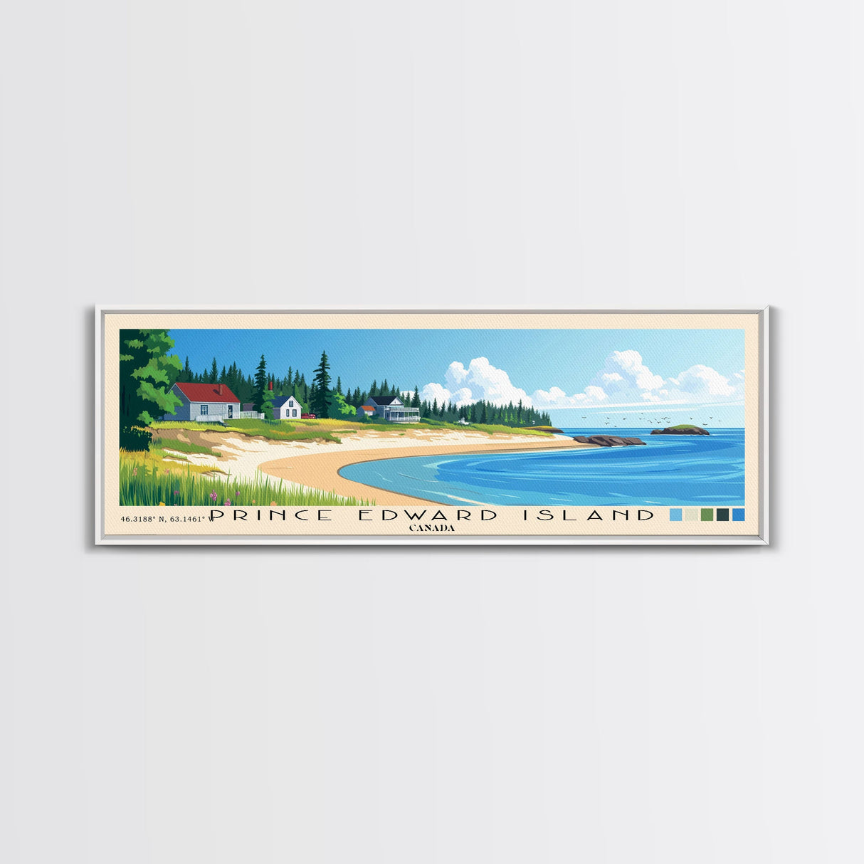 Prince Edward Island, Canada Panoramic Print, Vacation Gift, Canada Wall Art, Beach Painting, Beach Decor, Beach Or Lakehouse Art