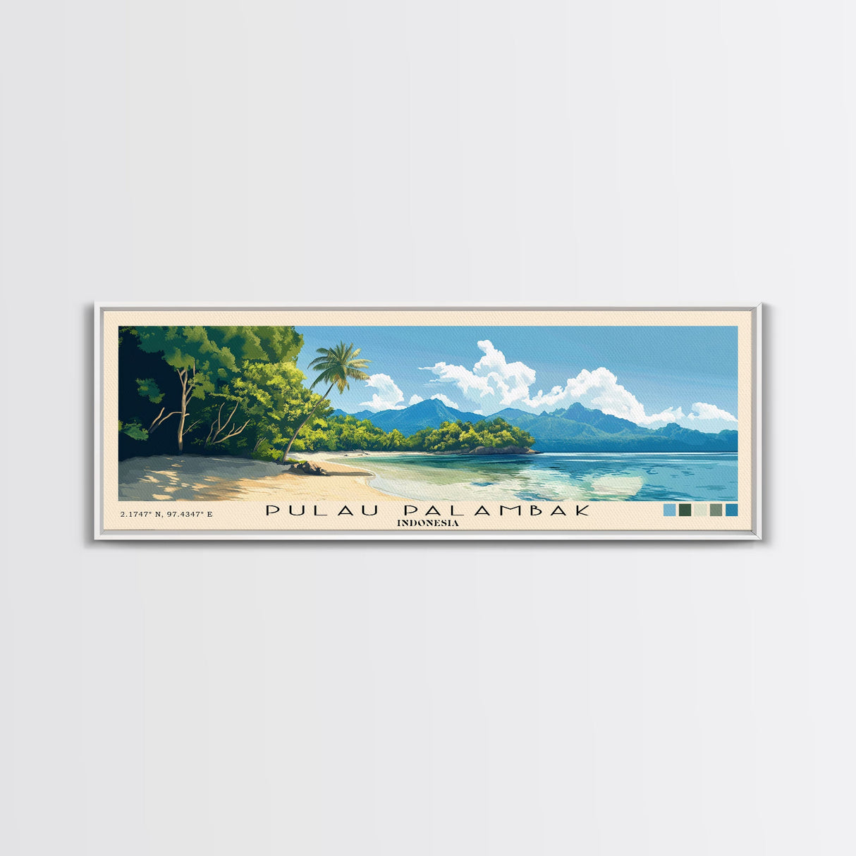 Pulau Palambak, Indonesia Panoramic Print, Vacation Gift, Indonesia Wall Art, Beach Painting, Beach Decor, Beach Or Lakehouse Art