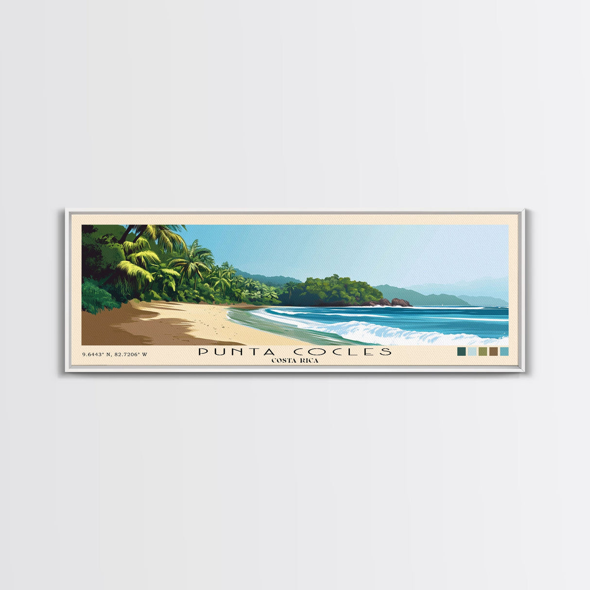 Punta Cocles, Costa Rica Panoramic Beach Print, Vacation Gift, Costa Rica Wall Art, Beach Painting, Beach Decor, Beach Painting