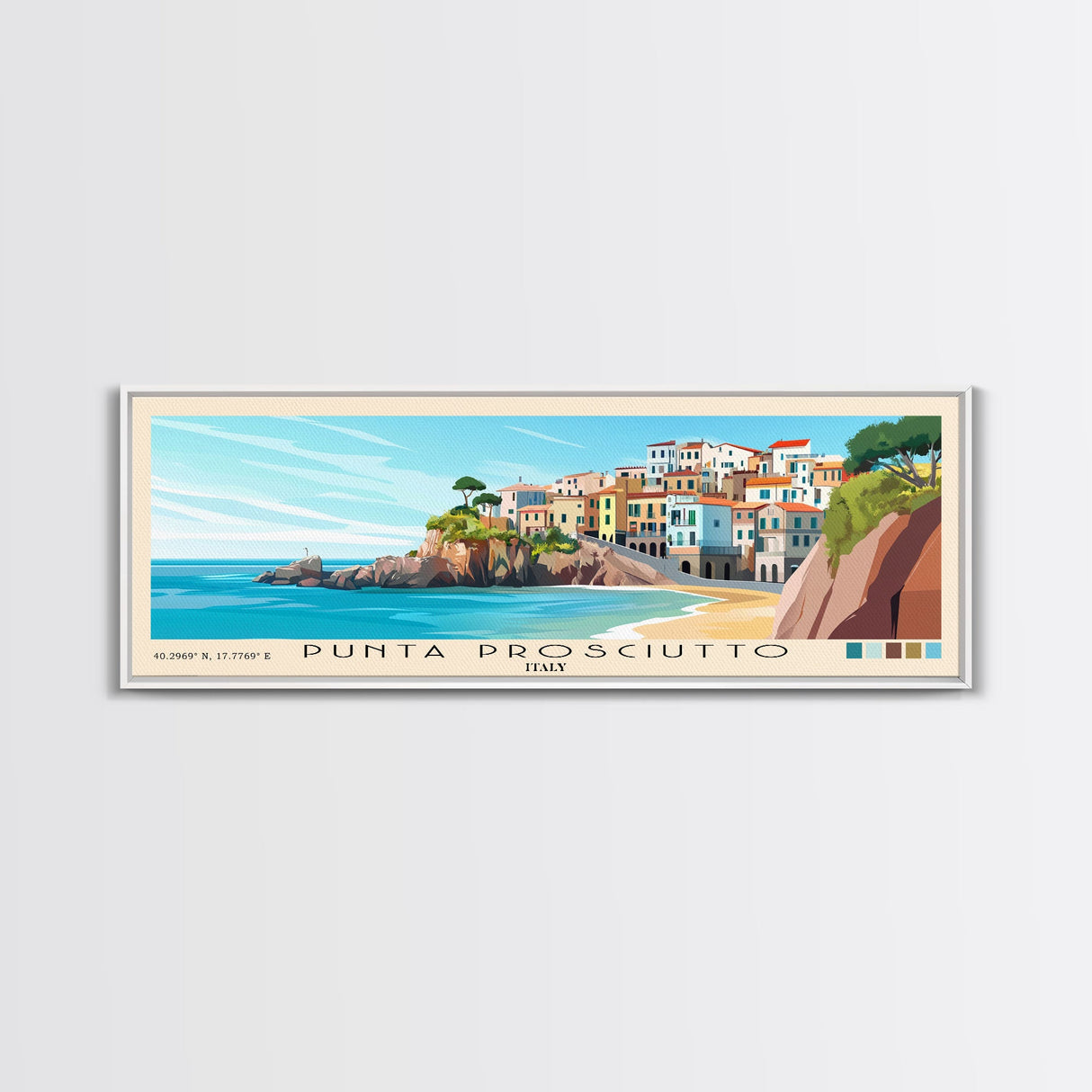 Punta Prosciutto, Italy Panoramic Beach Print, Vacation Gift, Italy Wall Art, Beach Painting, Beach Decor, Beach Painting