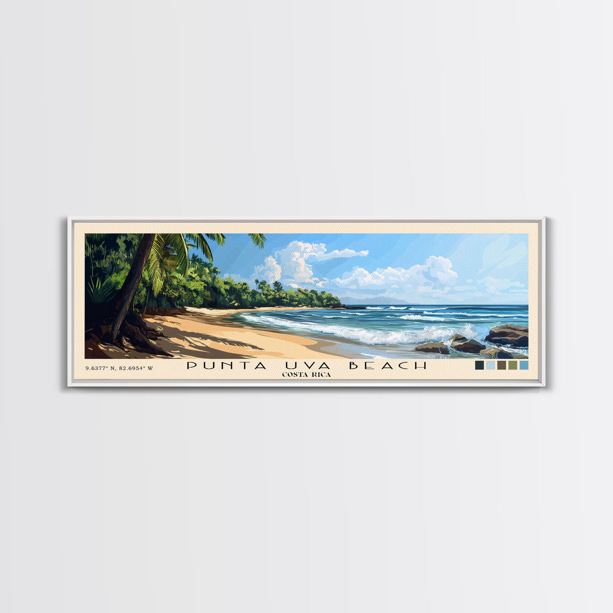 Punta Uva Beach, Costa Rica Panoramic Print, Vacation Gift, Costa Rica Wall Art, Beach Painting, Beach Decor, Beach Or Lakehouse Art