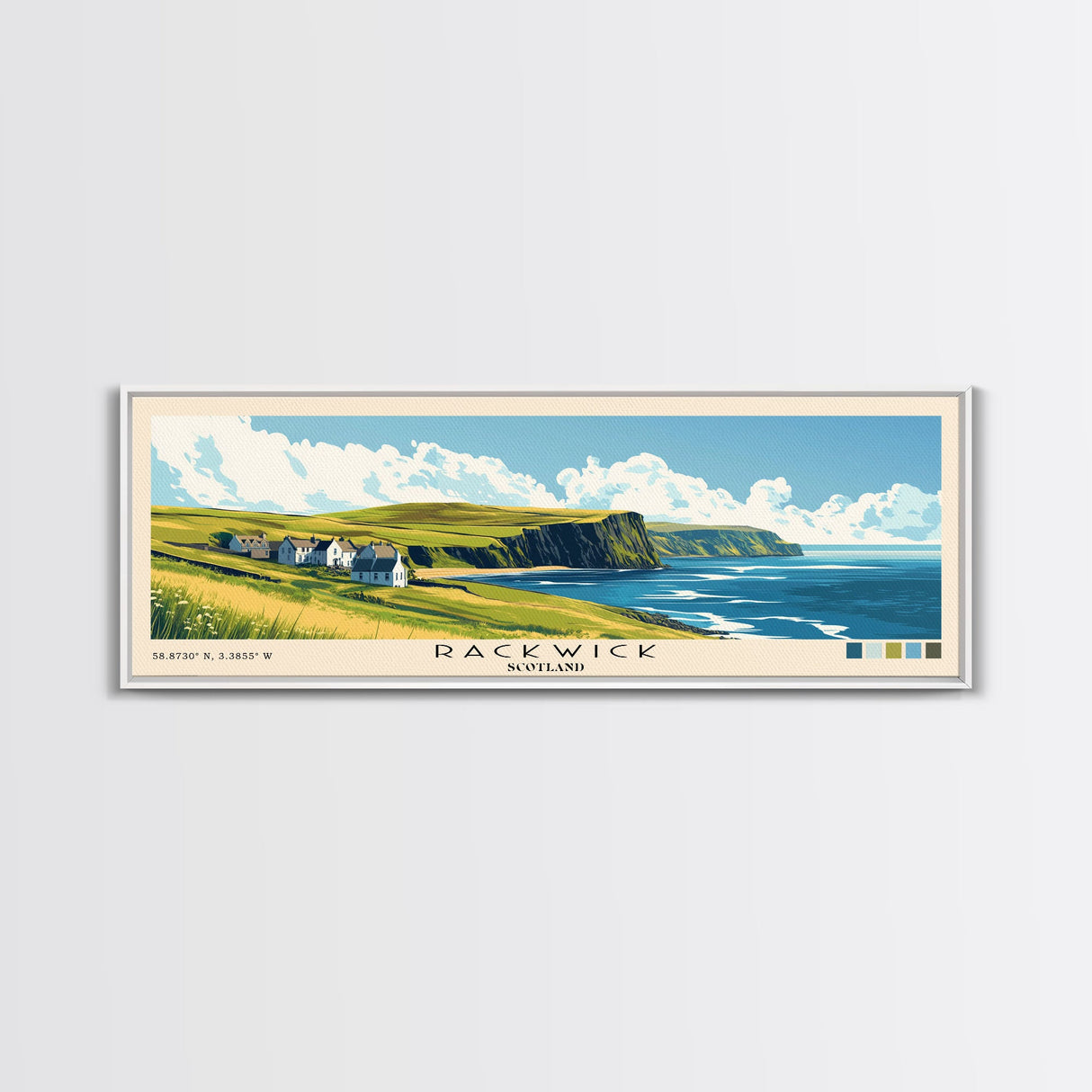 Rackwick, Scotland Panoramic Print, Vacation Gift, Scotland Wall Art, Beach Painting, Beach Decor, Large Wall Art, Wood Frame Art