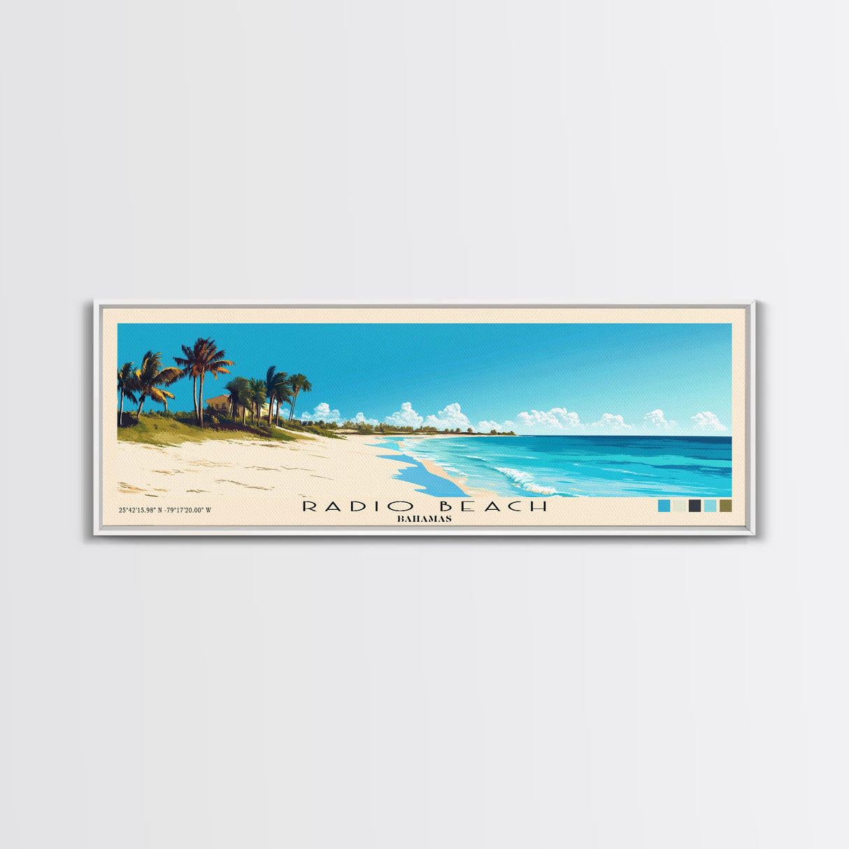 Radio Beach, Bahamas Panoramic Print, Vacation Gift, Bahamas Wall Art, Beach Painting, Beach Decor, Beach Or Lakehouse Art