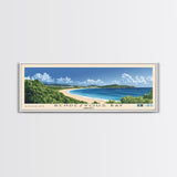 Rendezvous Bay, Anguila Panoramic Beach Print, Vacation Gift, Anguila Wall Art, Framed Canvas Print, Framed Beach Painting