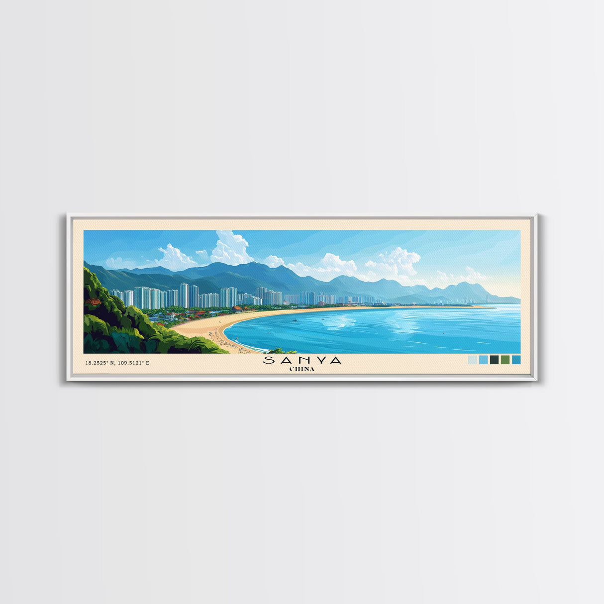 Sanya, China Panoramic Print, Vacation Gift, China Wall Art, Beach Painting, Beach Decor, Beach Or Lakehouse Art