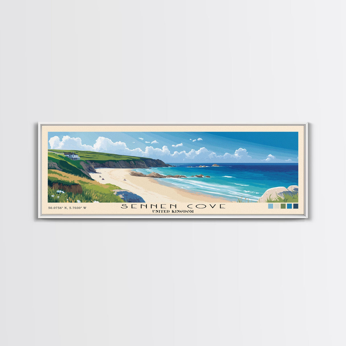 Sennen Cove, United Kingdom Panoramic Print, Vacation Gift, United Kingdom Wall Art, Vacation Wall Art, Vacatation Memories, Beach Decor, Beach Or Lakehouse Art