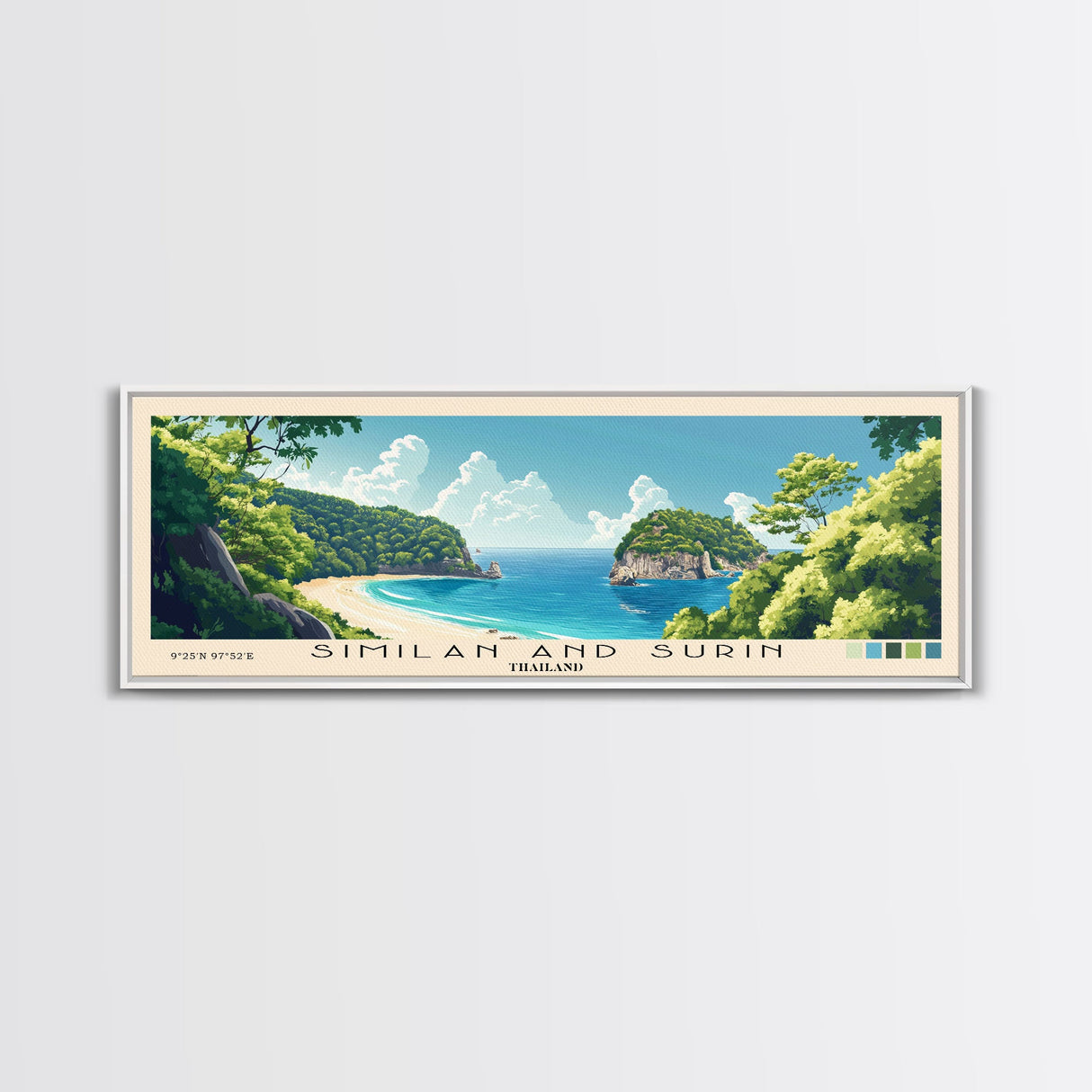 Similan and Surin, Thailand Panoramic Print, Vacation Gift, Thailand Wall Art, Vacation Wall Art, Vacatation Memories, Beach Decor, Beach Or Lakehouse Art