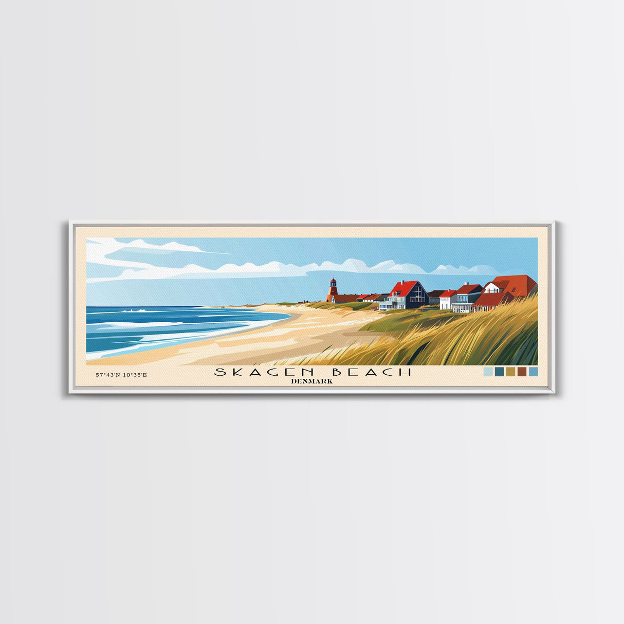 Skagen Beach, Denmark Panoramic Beach Print, Vacation Gift, Denmark Wall Art, Beach Painting, Beach Decor, Beach Painting