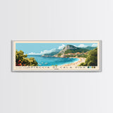 Spiaggia di Cala Pira, Italy Panoramic Beach Print, Vacation Gift, Italy Wall Art, Framed Canvas Print, Framed Beach Painting