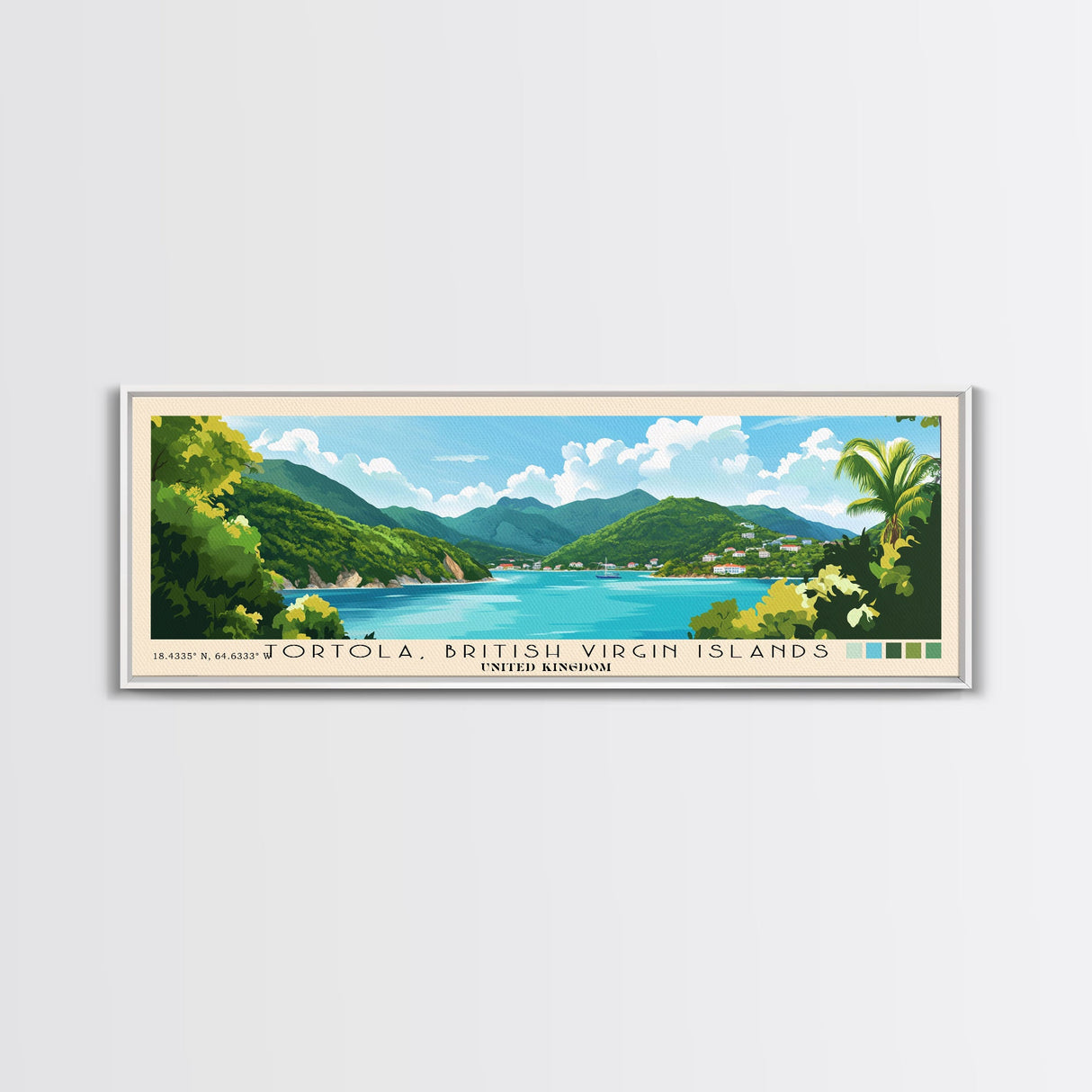 Tortola, British Virgin Islands , United Kingdom Panoramic Print, Vacation Gift, United Kingdom Wall Art, Beach Painting, Beach Decor, Beach Or Lakehouse Art