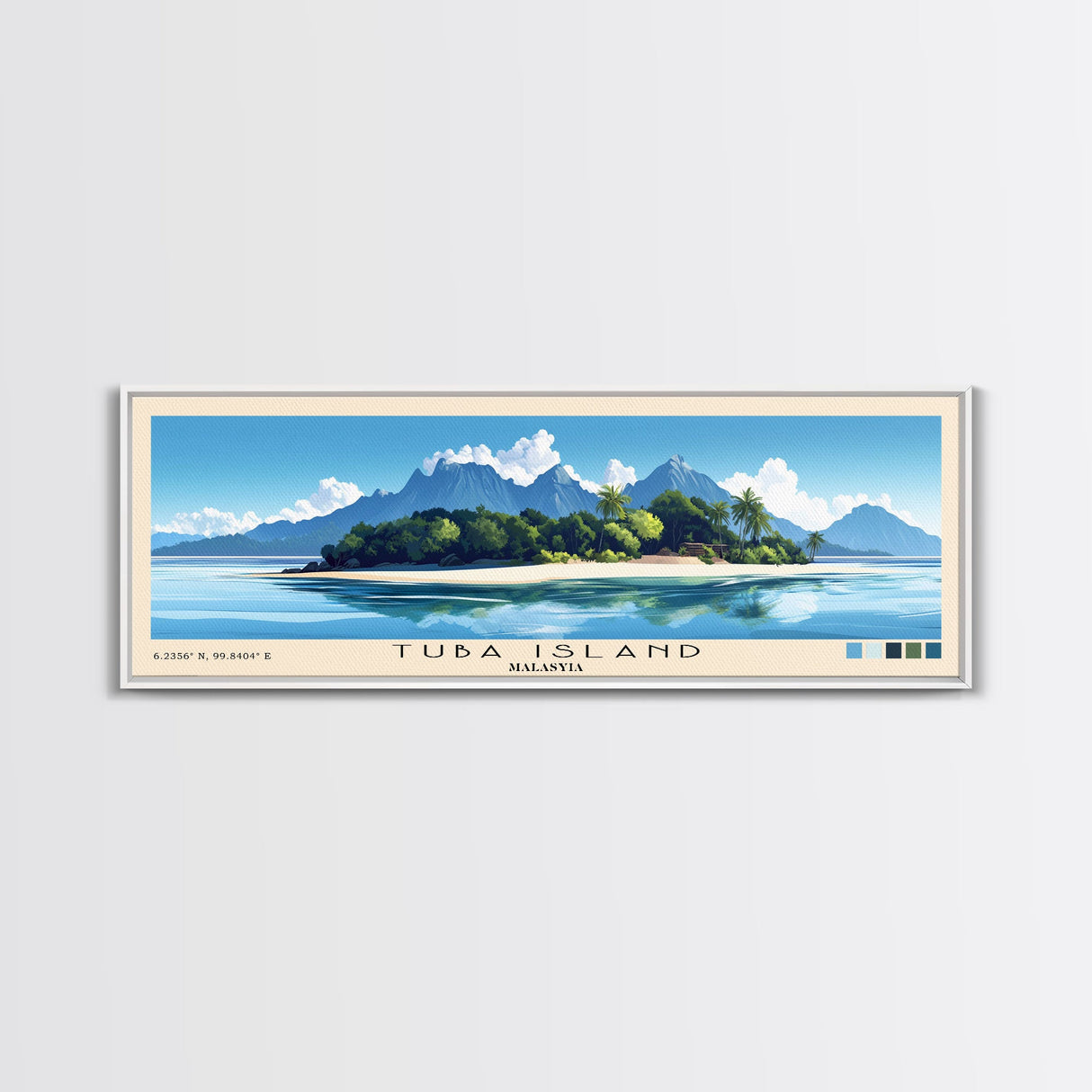 Tuba Island, Malasyia Panoramic Print, Vacation Gift, Malasyia Wall Art, Beach Painting, Beach Decor, Beach Or Lakehouse Art