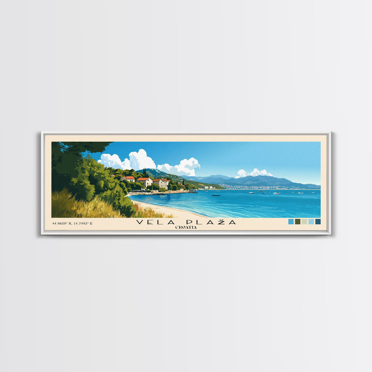 Vela Plaža, Croatia Panoramic Print, Vacation Gift, Croatia Wall Art, Beach Painting, Beach Decor, Beach Or Lakehouse Art