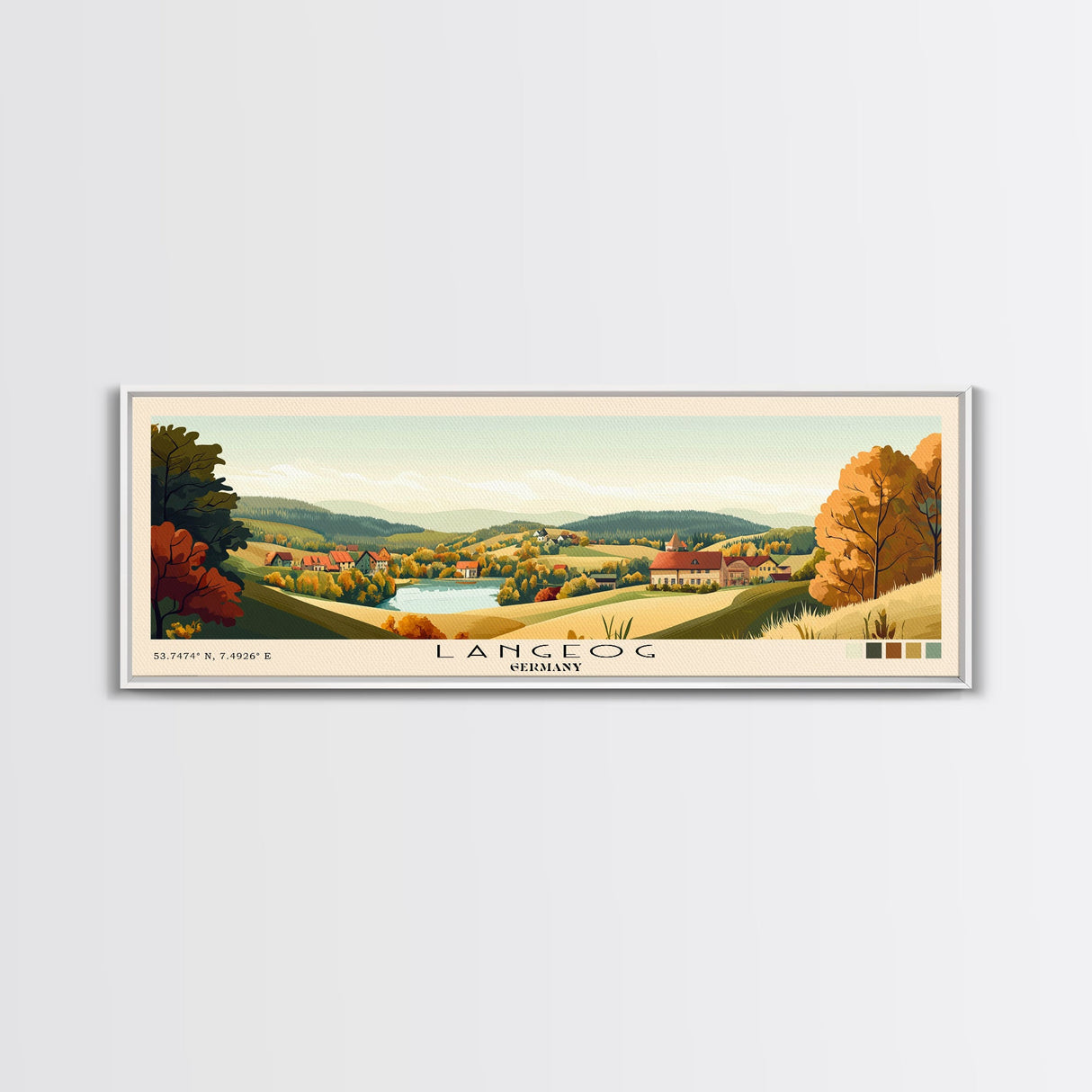 langeog, Germany Panoramic Beach Print, Vacation Gift, Germany Wall Art, Framed Canvas Print, Framed Beach Painting