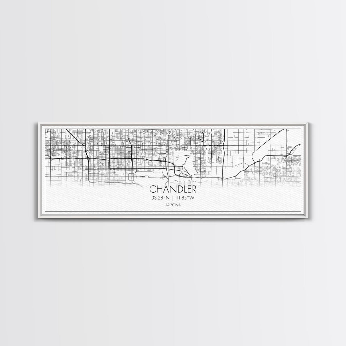 Panoramic Chandler City Map, Arizona Art, Map Print, Minimalist Wall Art, Canvas Art, Housewarming Gift, Street Map Art, Closing Gift