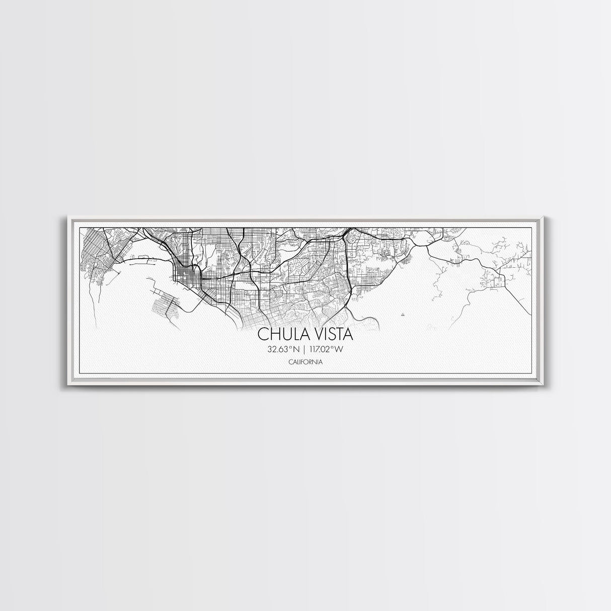 Panoramic Chula Vista City Map, California Art, Map Print, Minimalist Wall Art, Canvas Art, Housewarming Gift, Street Map Art, Closing Gift