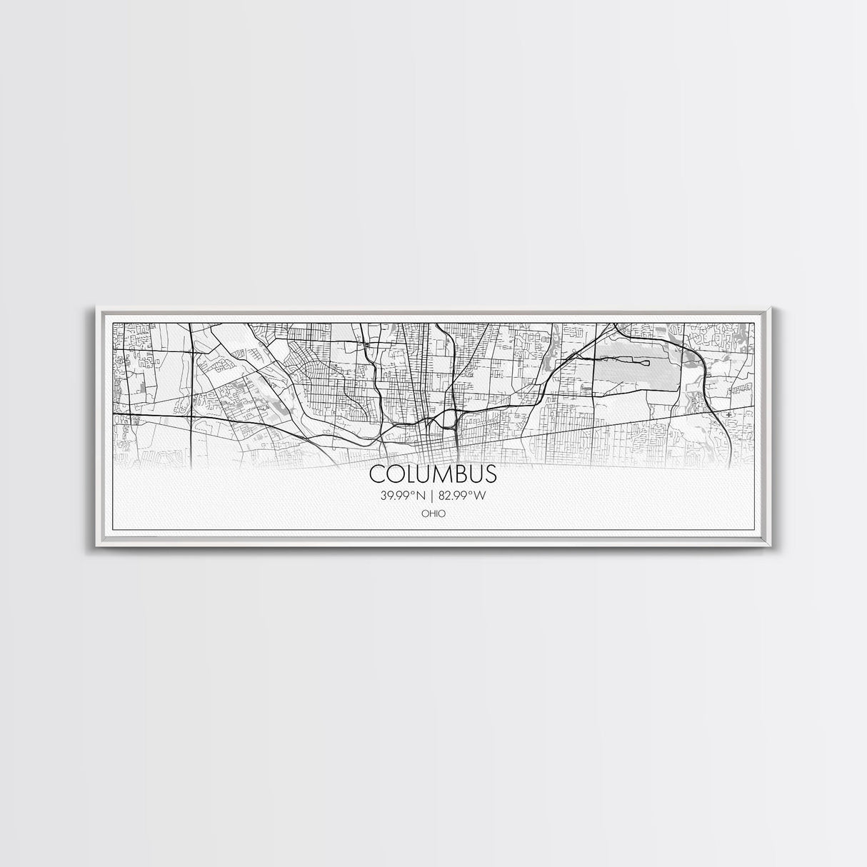 Panoramic Columbus City Map, Ohio Art, Map Print, Minimalist Wall Art, Canvas Art, Housewarming Gift, Street Map Art, Closing Gift