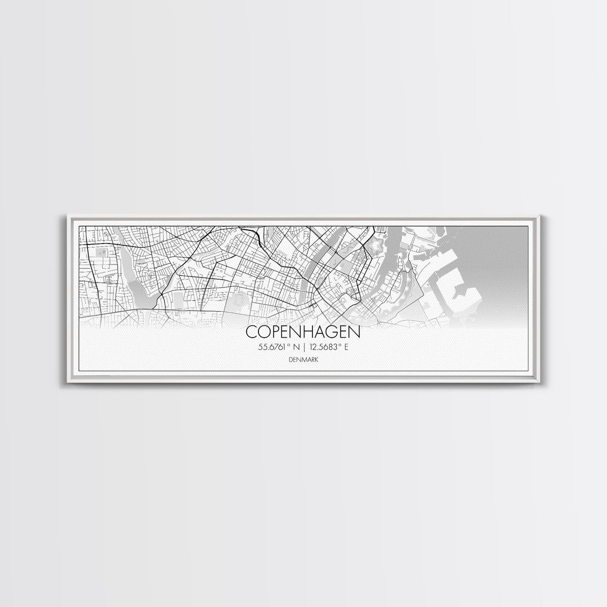 Panoramic Copenhagen City Map, Denmark Art, Map Print, Minimalist Wall Art, Canvas Art, Housewarming Gift, Street Map Art, Closing Gift