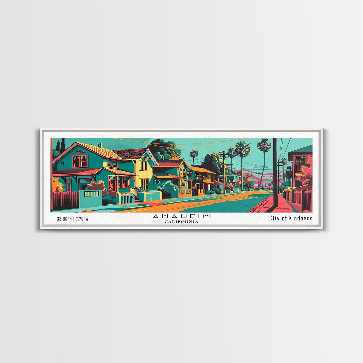 Anaheim California Panoramic Travel Poster Canvas Print