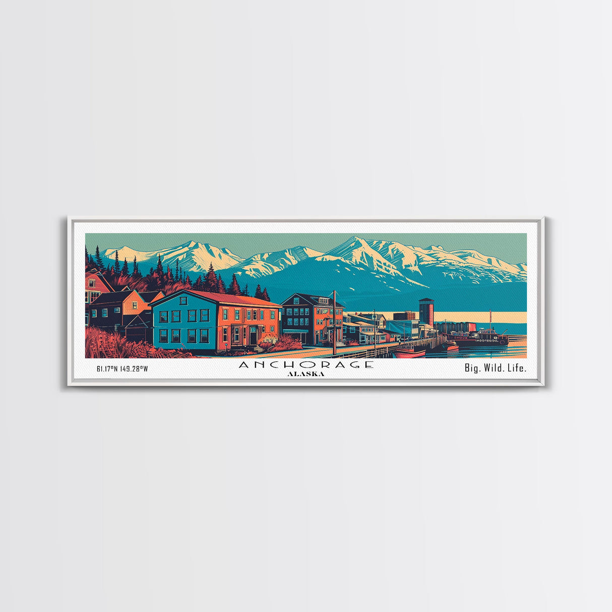 Anchorage Alaska Panoramic Travel Poster Canvas Print