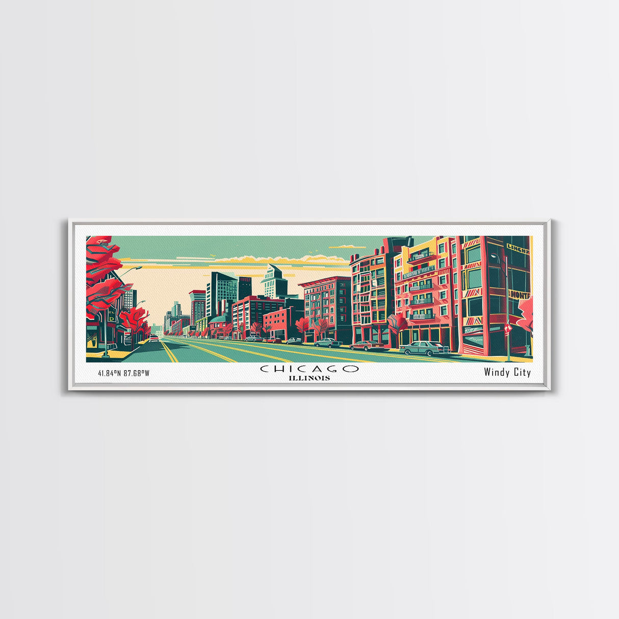 Chicago Illinois Panoramic Travel Poster Canvas Print