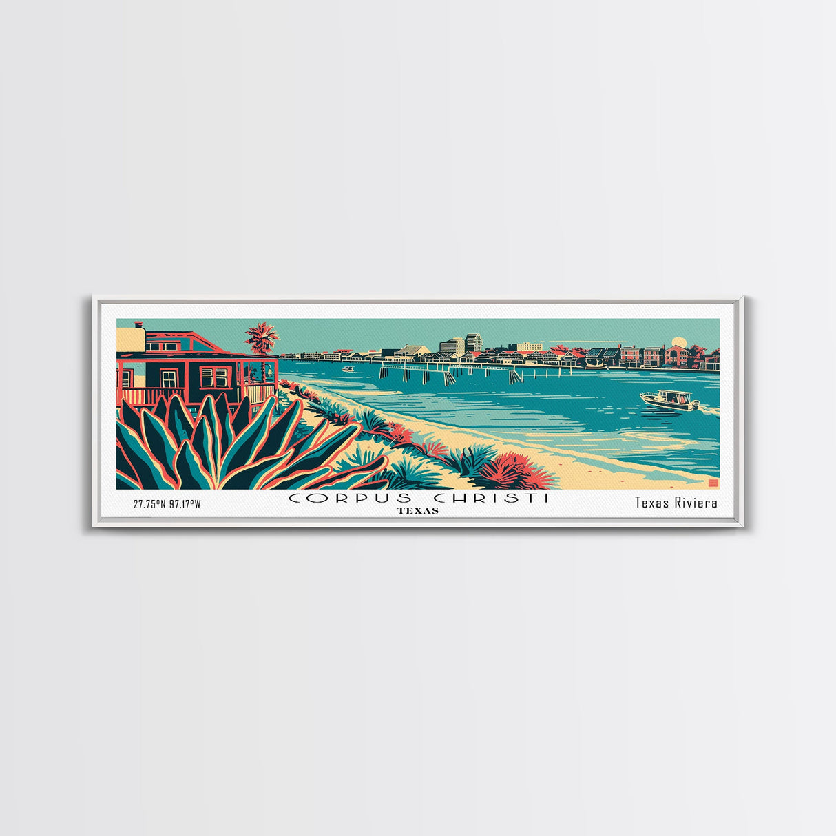 Corpus Christi Texas Panoramic Travel Poster Canvas Print