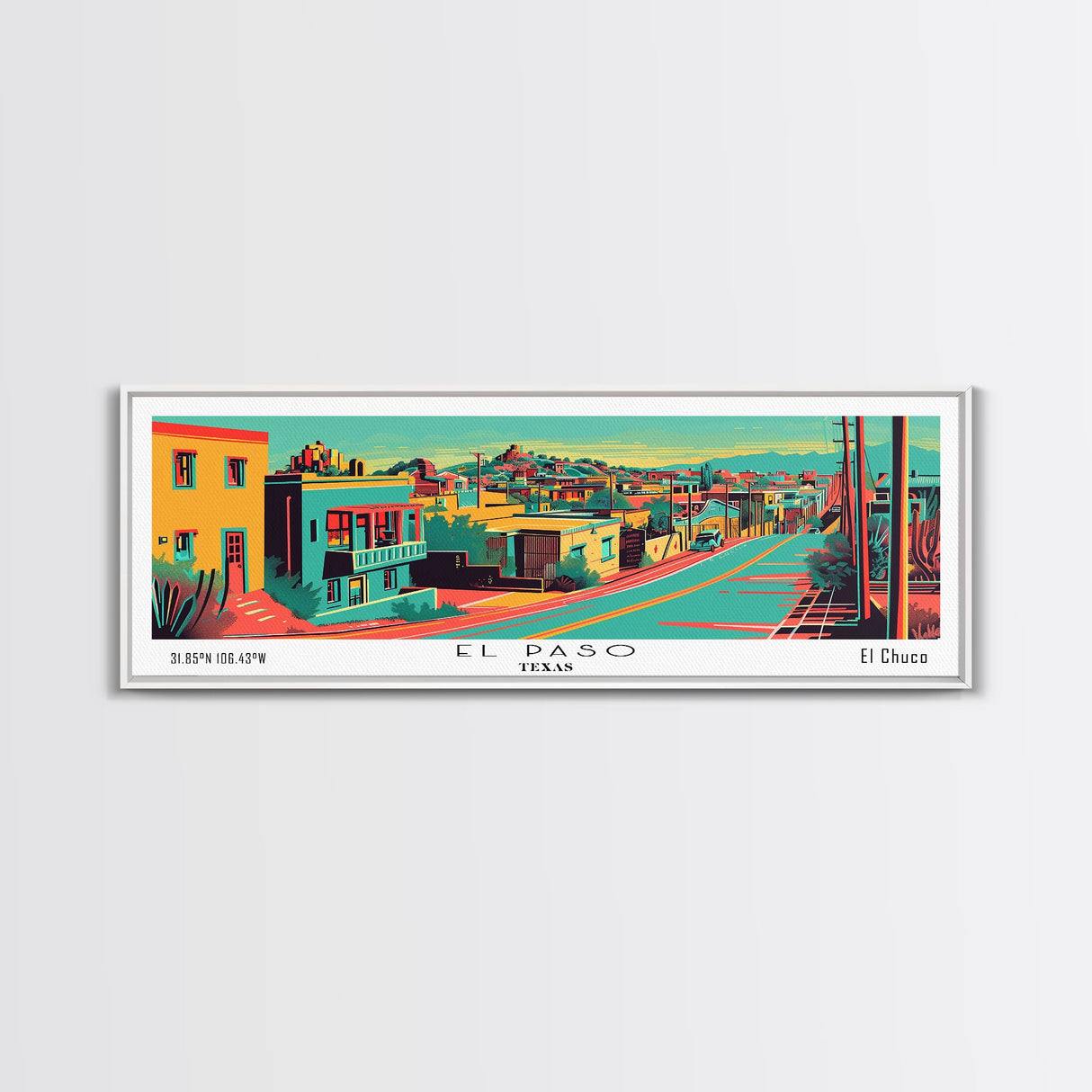 El Paso Texas Panoramic Travel Poster Canvas Print