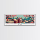 Jersey City New Jersey Panoramic Framed Canvas Print, Travel Poster, Mid Century Modern Art, Pop Art Style, Wall Decor, Office Art, Home Decor, Living Room Art