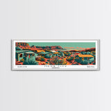 Mesa Arizona Panoramic Travel Poster Framed Canvas Print, Mid Century Modern Art, Pop Art Style, Wall Art, Home Decor, Office Wall Art